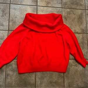 H&M off the shoulder red knit sweater